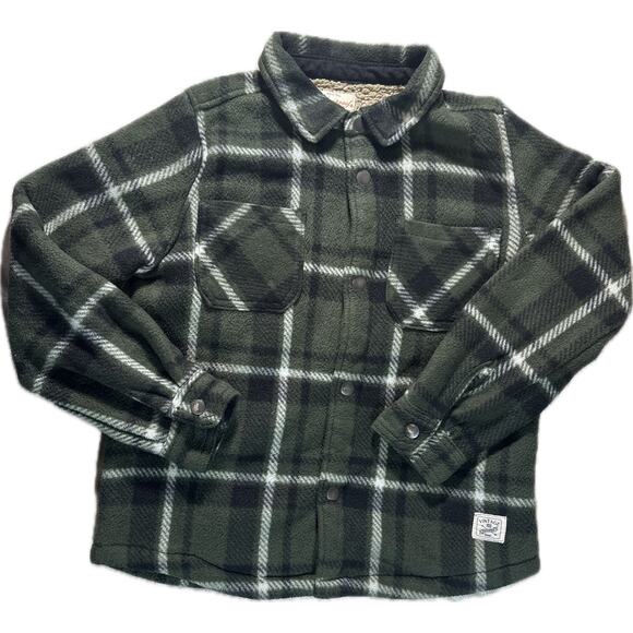Weatherproof Boys Fleece Jacket Size S 7/8 Green Plaid Sherpa Lined Zip Up Warm - Picture 1 of 6